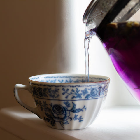 Cup of Stress Less tea by Lake Missoula Tea Company, featuring a calming herbal tea blend in a cozy mug.
