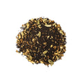 Lake Missoula Tea Company's Scheherazade Shai tea, loose leaf blend with aromatic herbs and spices in a clear glass jar.