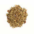 Sun-Kissed Huckleberry tea from Lake Missoula Tea Company, vibrant tea leaves with fresh huckleberry flavor and natural ingredients.