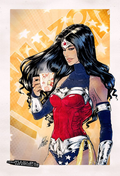 Wonder Woman-themed tea from Lake Missoula Tea Company in a colorful container featuring Wonder Woman logo and vibrant design.