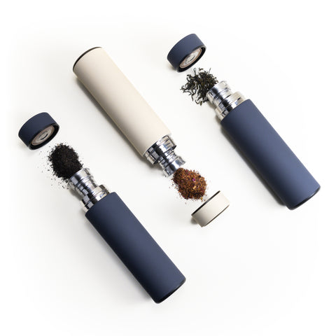 Finley To-Go teaware from Lake Missoula Tea Company, portable tea infuser with sleek design and secure lid for on-the-go tea brewing.