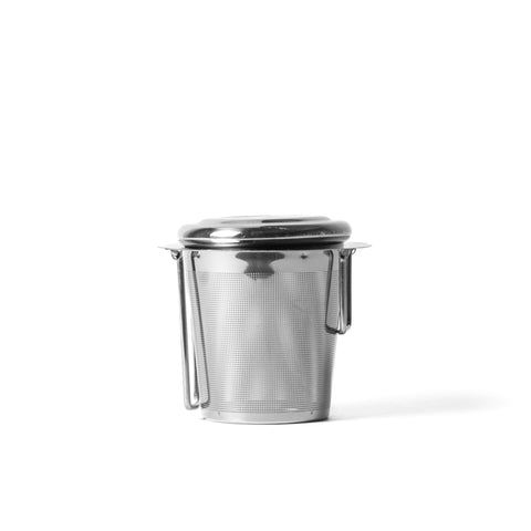 Lake Missoula Tea Company in-cup infuser with folding handle, stainless steel tea infuser for easy brewing in teacups.