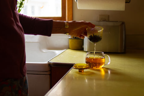 Horizontal image of a box of Lake Missoula Tea Company's rosemary honey tea, showcasing the tea packaging and branding.