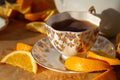 Horizontal image of Lake Missoula Tea Company's Creamy Vanilla Orange tea, featuring a vibrant tea package with orange and vanilla flavor accents.