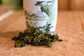 Loose leaf Jiaogulan tea, also known as Immortality Herb, from Lake Missoula Tea Company, shown in a close-up image.