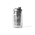 Lake Missoula Tea Company Jarware Tea Steeper in clear glass with a black lid, designed for steeping loose leaf tea.