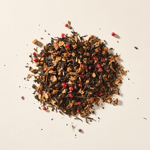 Harvest Moon Pumpkin Chai loose leaf tea with pink peppercorns