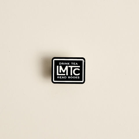 Black LMTC Drink Tea Read Books enamel pin