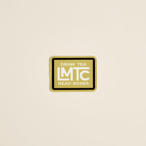 Olive green LMTC Drink Tea Read Books sticker