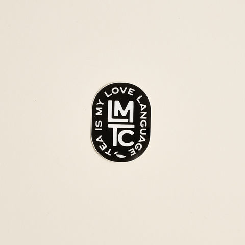Black oval LMTC Tea Is My Love Language sticker