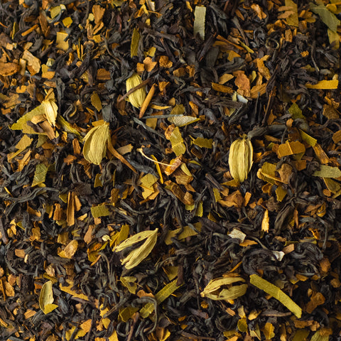 Close-up of Lake Missoula Tea Company's Classic Chai tea with warm, spiced textured blend in a cup.