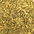 Internal Bliss #2 Regular Move Blend tea from Lake Missoula Tea Company showing a close-up of the textured tea leaves.