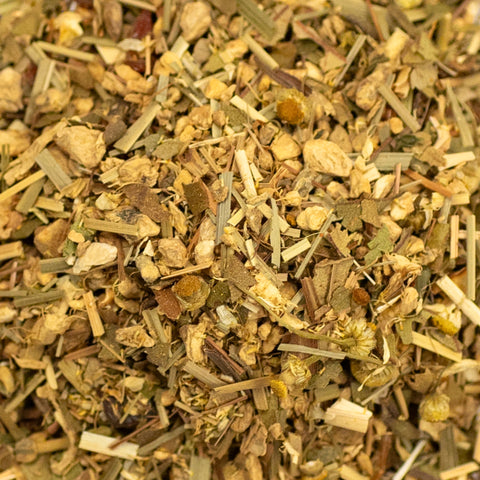 Cup of spicy ginger snap tea by Lake Missoula Tea Company with a warm, textured tea surface and inviting aroma.