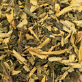 Close-up of Lake Missoula Tea Company's Who Chic herbal tea blend in a textured package.