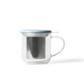 Viva Minima Eva infuser mug by Lake Missoula Tea Company, ceramic teaware with a stainless steel infuser and colorful design.