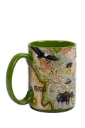 Montana ceramic mug featuring Xplorer maps, teaware from Lake Missoula Tea Company with detailed Montana map design.