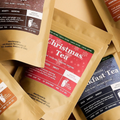 Christmas Tea in a kraft Winter Collection pouch with a red label