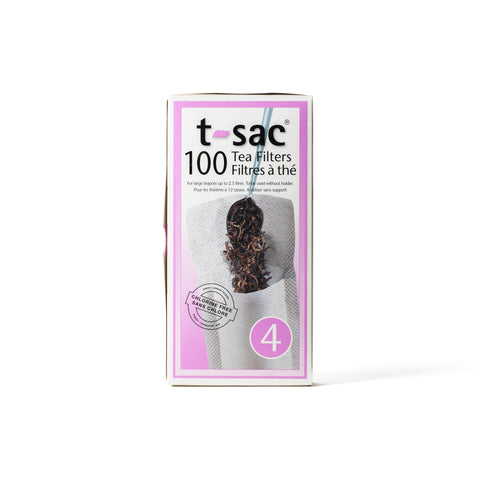 Set of 100 Lake Missoula Tea Company T-Sac tea filters for convenient, single-use brewing of loose leaf tea.