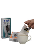 Lake Missoula Tea Company T-Sac tea filters with cup, 100-count, for brewing loose leaf tea easily and conveniently.